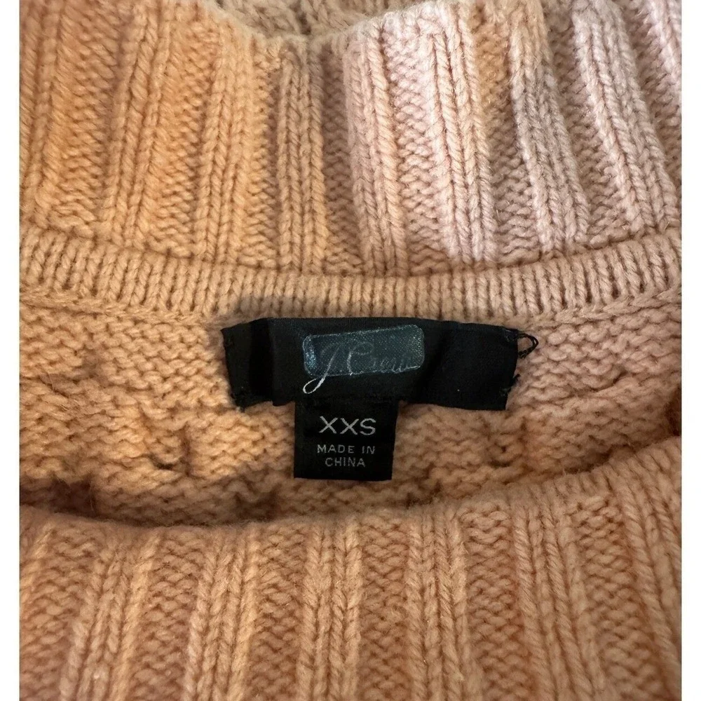 J.‎ Crew Pink Cable Knit Sweater Womens XXS Wool Blend Tunic Longline EUC Blush